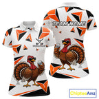 Custom Turkey Orange Black Geometric Golf Polo Shirt, Funny Thanksgiving Golf Team Shirt
