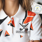 Custom Turkey Orange Black Geometric Golf Polo Shirt, Funny Thanksgiving Golf Team Shirt