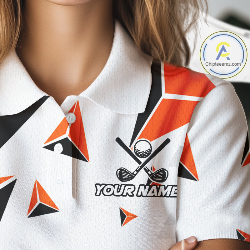 Custom Turkey Orange Black Geometric Golf Polo Shirt, Funny Thanksgiving Golf Team Shirt
