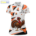 Custom Turkey Orange Black Geometric Golf Polo Shirt, Funny Thanksgiving Golf Team Shirt