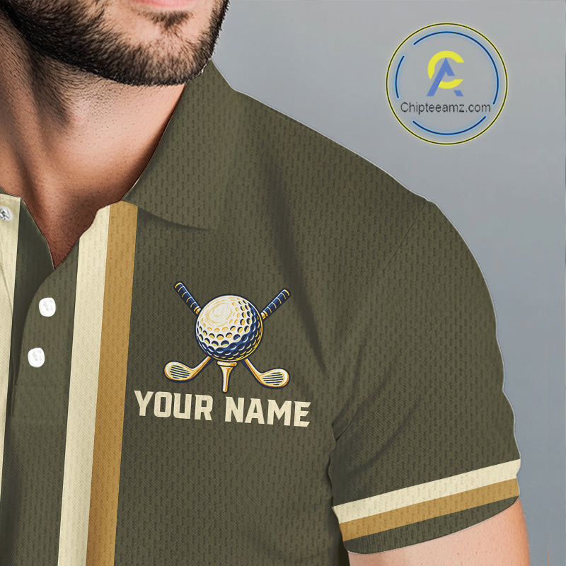 Personalized Golf Polo Shirt Retro Design Custom Name Team Golf Shirt, Golfing Gift