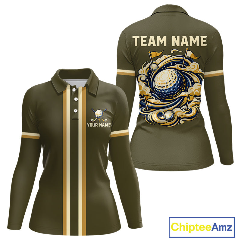 Personalized Golf Polo Shirt Retro Design Custom Name Team Golf Shirt, Golfing Gift