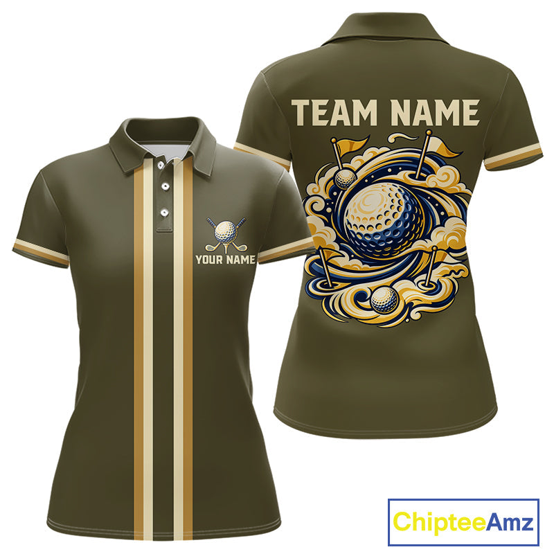 Personalized Golf Polo Shirt Retro Design Custom Name Team Golf Shirt, Golfing Gift