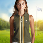 Personalized Sleeveless Golf Polo Shirt Retro Design Custom Name Team Golf Shirt, Golfing Gift