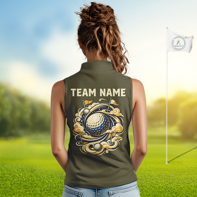 Personalized Sleeveless Golf Polo Shirt Retro Design Custom Name Team Golf Shirt, Golfing Gift