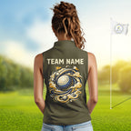 Personalized Sleeveless Golf Polo Shirt Retro Design Custom Name Team Golf Shirt, Golfing Gift