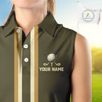 Personalized Sleeveless Golf Polo Shirt Retro Design Custom Name Team Golf Shirt, Golfing Gift