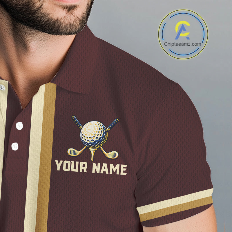 Personalized Golf Polo Shirt Retro Design Custom Name Team Golf Shirt, Golfing Gift