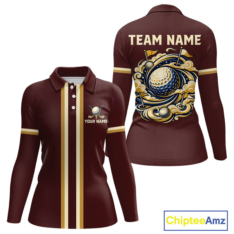 Personalized Golf Polo Shirt Retro Design Custom Name Team Golf Shirt, Golfing Gift