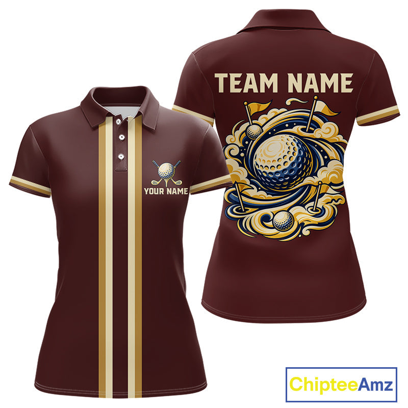 Personalized Golf Polo Shirt Retro Design Custom Name Team Golf Shirt, Golfing Gift