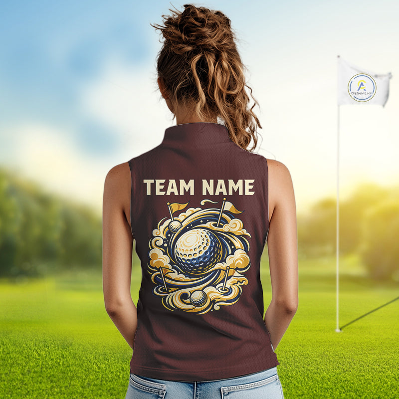 Personalized Sleeveless Golf Polo Shirt Retro Design Custom Name Team Golf Shirt, Golfing Gift