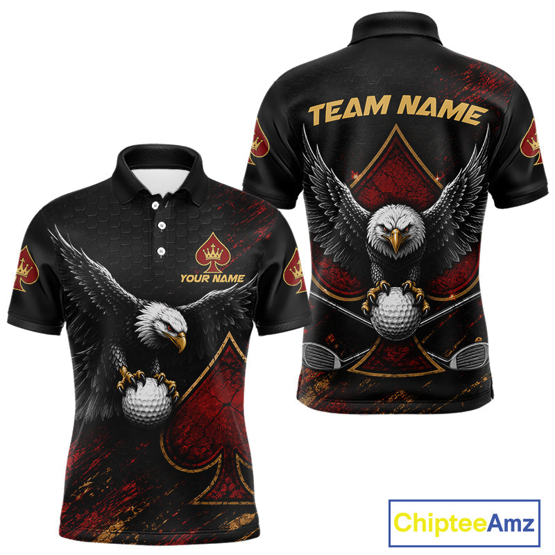 Eagle Golf Polo Shirt Personalized Golf Shirt Custom Name Team Golf Outfit Spade Design
