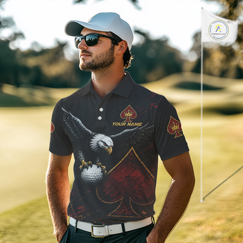 Eagle Golf Polo Shirt Personalized Golf Shirt Custom Name Team Golf Outfit Spade Design