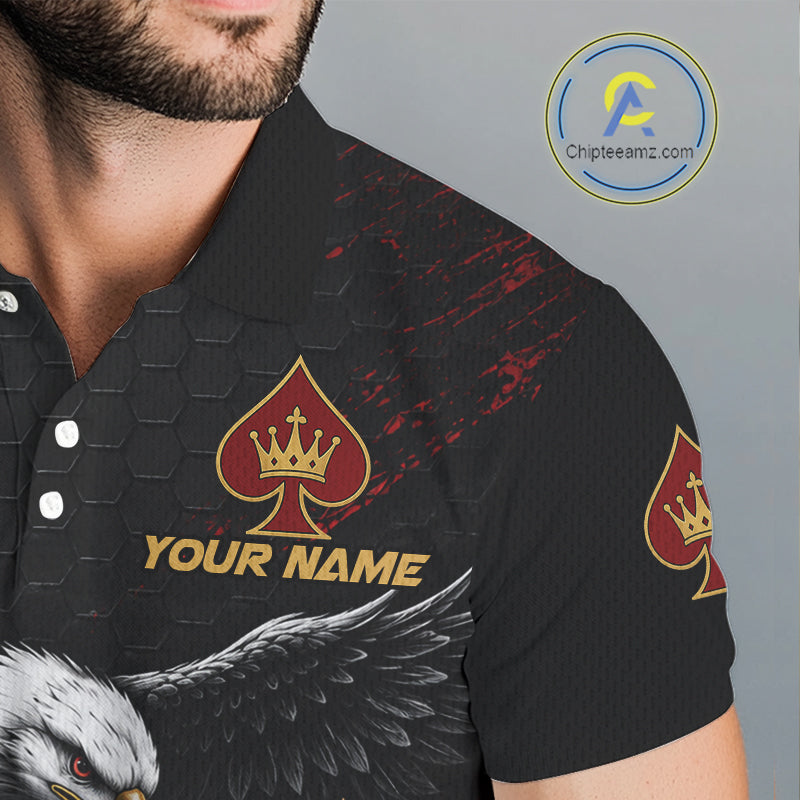 Eagle Golf Polo Shirt Personalized Golf Shirt Custom Name Team Golf Outfit Spade Design