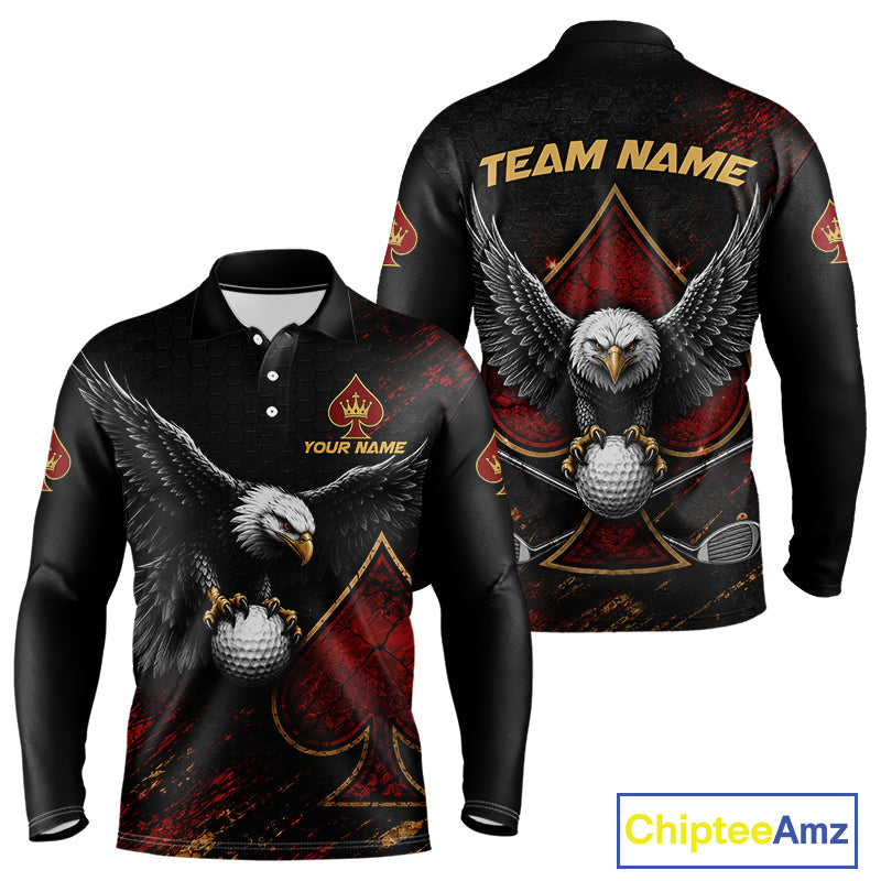 Eagle Golf Polo Shirt Personalized Golf Shirt Custom Name Team Golf Outfit Spade Design