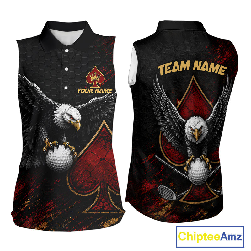 Eagle Golf Polo Shirt Personalized Sleeves Golf Shirt Custom Name Team Golf Outfit Spade Design