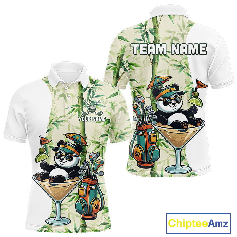 Funny Tropical Bamboo Panda Bear Apparel, Custom Name Performance Golf Jersey