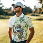 Funny Tropical Bamboo Panda Bear Apparel, Custom Name Performance Golf Jersey