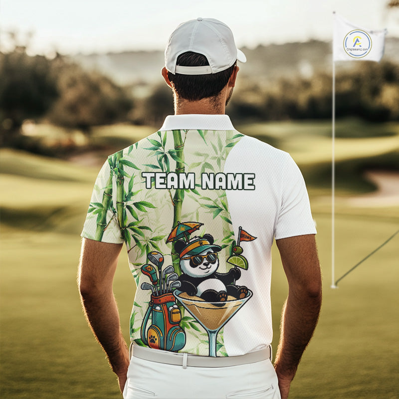 Funny Tropical Bamboo Panda Bear Apparel, Custom Name Performance Golf Jersey