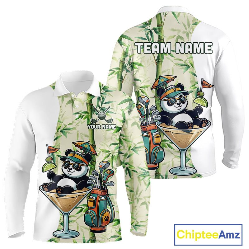 Funny Tropical Bamboo Panda Bear Apparel, Custom Name Performance Golf Jersey