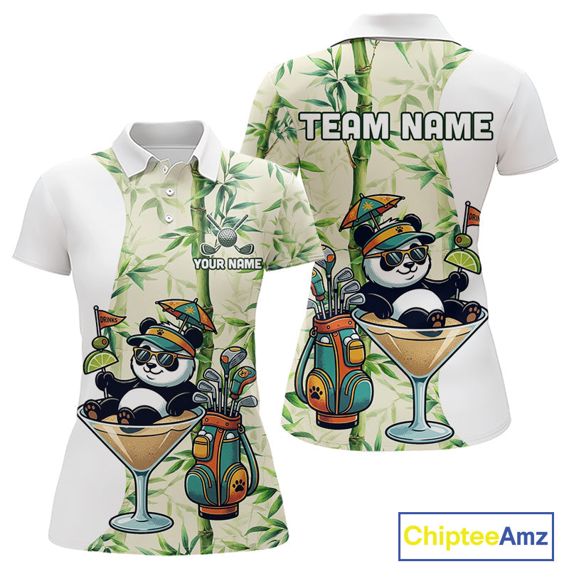 Funny Tropical Bamboo Panda Bear Apparel, Custom Name Performance Golf Jersey