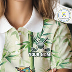 Funny Tropical Bamboo Panda Bear Apparel, Custom Name Performance Golf Jersey