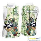 Funny Tropical Bamboo Panda Bear Apparel, Custom Name Performance Golf Jersey