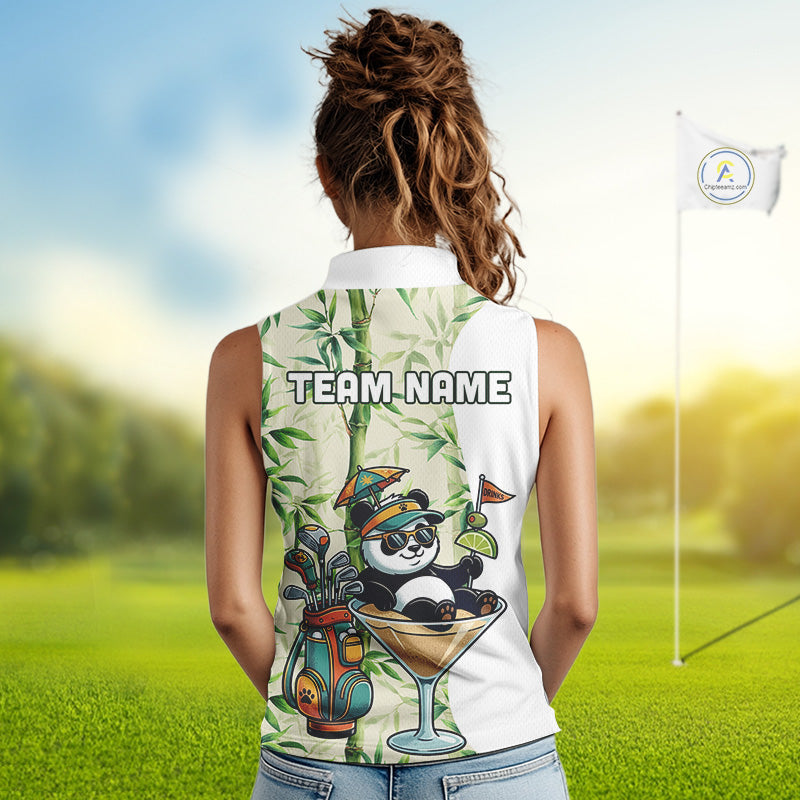 Funny Tropical Bamboo Panda Bear Apparel, Custom Name Performance Golf Jersey