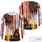 American Flag Autumn Fishing Jersey Long Sleeve Shirt, Patriotic USA Autumn Fishing Shirt