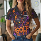 Personalized Halloween Golf Shirt, Custom Name Spooky Golf Skull Shirt Apparel Gifts For Golfer