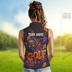 Personalized Halloween Sleeveless Golf Shirt, Custom Name Spooky Golf Skull Shirt Apparel Gifts For Golfer