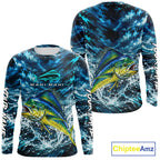 Custom Mahi Mahi Fishing Jersey With Name, Dorado Long Sleeve Tournament Shirt