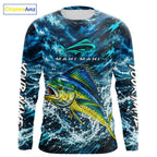 Custom Mahi Mahi Fishing Jersey With Name, Dorado Long Sleeve Tournament Shirt