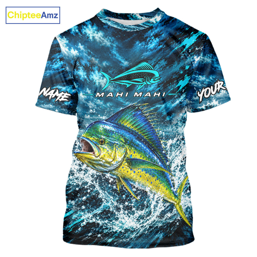 Custom Mahi Mahi Fishing Jersey With Name, Dorado Short Sleeve Tournament Shirt