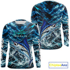 Custom Marlin Fishing Jersey With Name, Marlin Long Sleeve Tournament Shirt