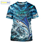 Custom Marlin Fishing Jersey With Name, Marlin Short Sleeve Tournament Shirt