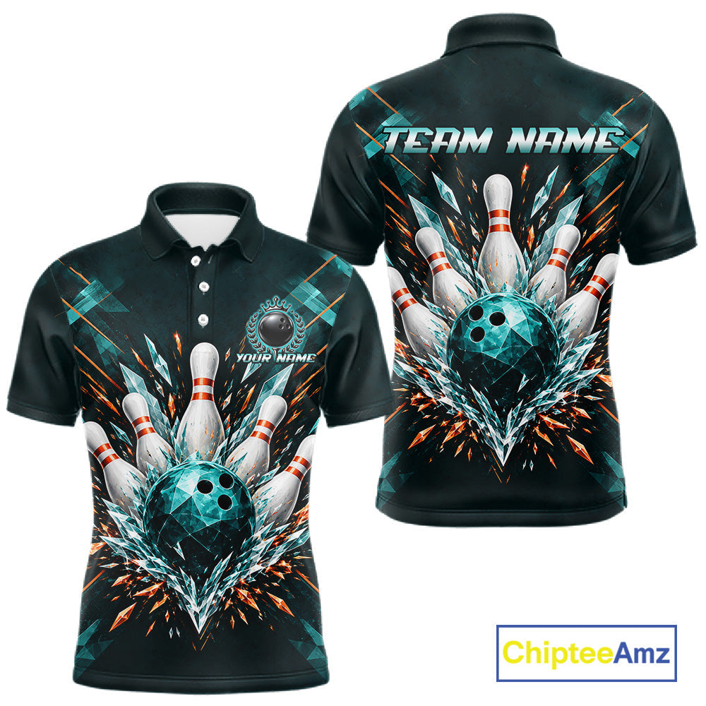 Personalized Geometric Crystal Tournament Polo Team Bowling Shirt, Bowling Shirt