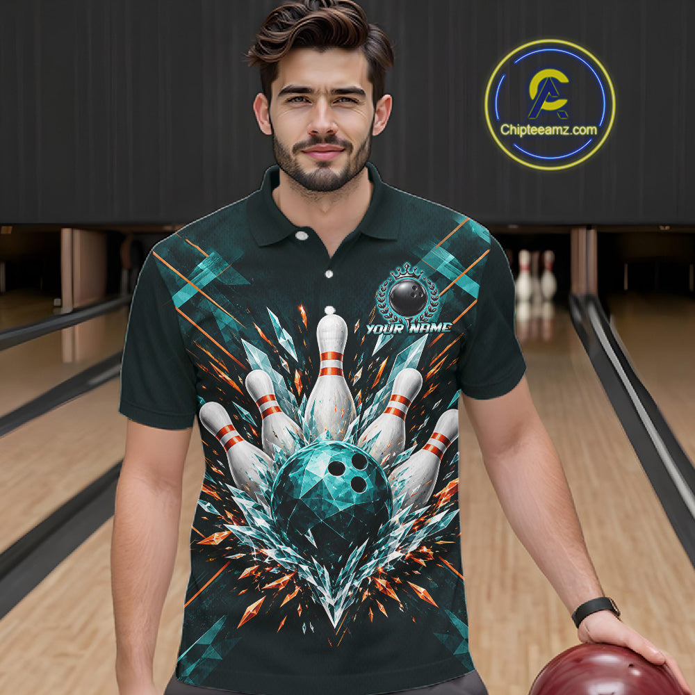 Personalized Geometric Crystal Tournament Polo Team Bowling Shirt, Bowling Shirt