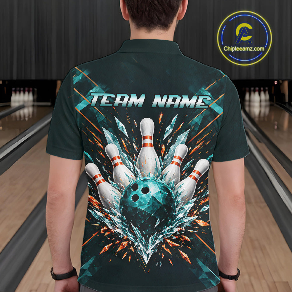 Personalized Geometric Crystal Tournament Polo Team Bowling Shirt, Bowling Shirt