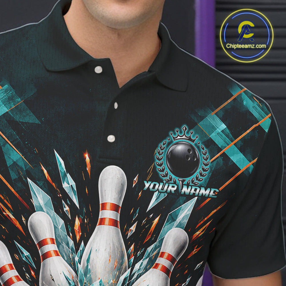 Personalized Geometric Crystal Tournament Polo Team Bowling Shirt, Bowling Shirt