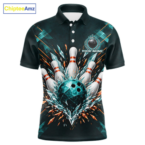 Personalized Geometric Crystal Tournament Polo Team Bowling Shirt, Bowling Shirt