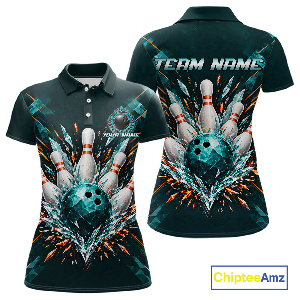 Personalized Geometric Crystal Tournament Polo Team Bowling Shirt, Bowling Shirt