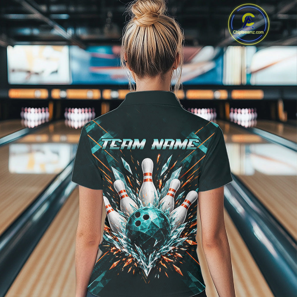 Personalized Geometric Crystal Tournament Polo Team Bowling Shirt, Bowling Shirt
