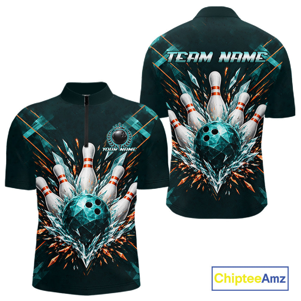 Personalized Geometric Crystal Tournament Polo Team Bowling Shirt, Bowling Shirt
