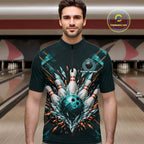 Personalized Geometric Crystal Tournament Polo Team Bowling Shirt, Bowling Shirt