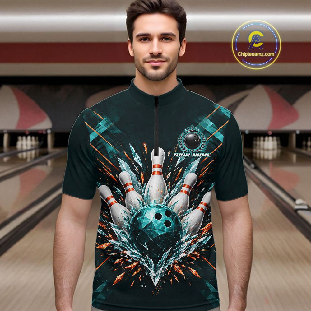 Personalized Geometric Crystal Tournament Polo Team Bowling Shirt, Bowling Shirt
