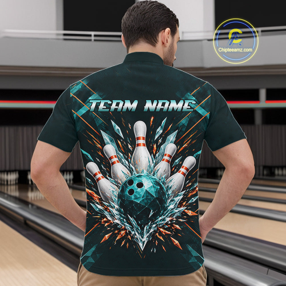 Personalized Geometric Crystal Tournament Polo Team Bowling Shirt, Bowling Shirt