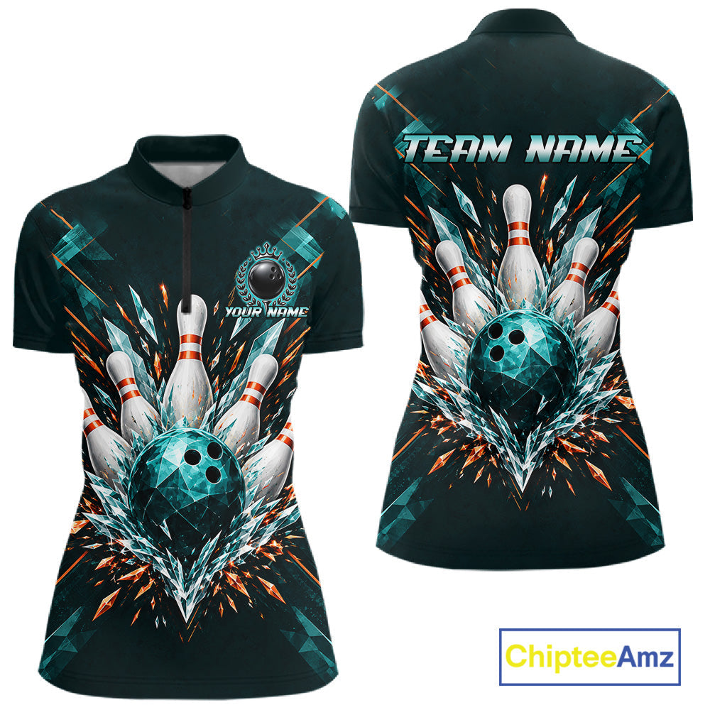 Personalized Geometric Crystal Tournament Polo Team Bowling Shirt, Bowling Shirt