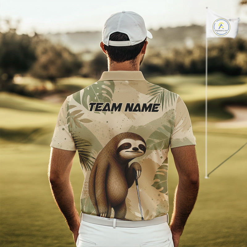 Personalized Sloth Golf Polo Shirt, Funny Lazy Sloth Performance Golf Shirt Custom Name