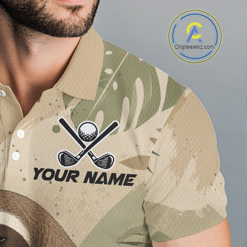 Personalized Sloth Golf Polo Shirt, Funny Lazy Sloth Performance Golf Shirt Custom Name